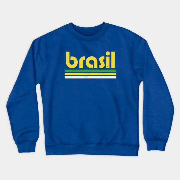 Retro Brasil Word Art // Proud Brazilian Vintage Grunge Crewneck Sweatshirt by Now Boarding